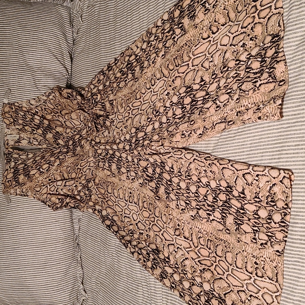 Tacera snake print jump suit